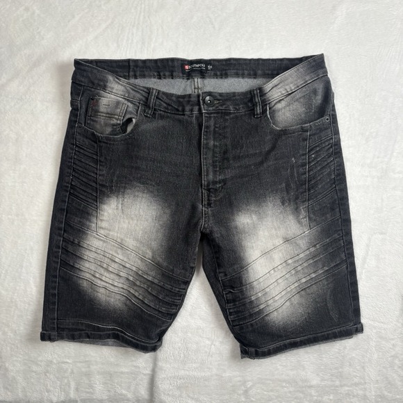 Y2K Southpole Black Slim Fit Jorts Faded Jean Shorts Men's Waist 36 - Picture 1 of 8